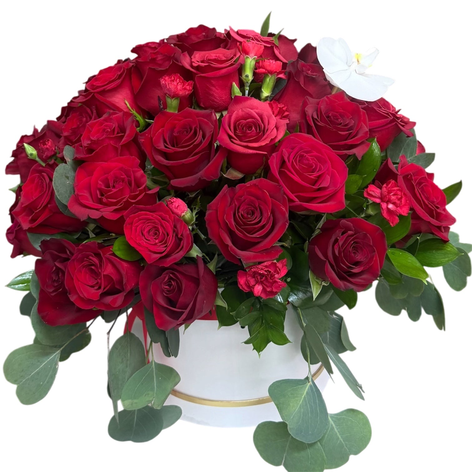 Arreglo floral con 50 rosas dame Day midtown